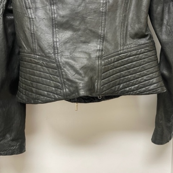 KAREN MILLEN Black Leather Moto Biker Jacket - Picture 11 of 11